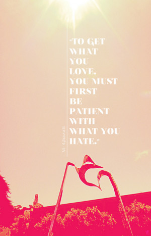 ... you love, you must first be patient with what you hate