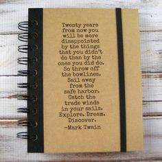 Graduation Gift Mark Twain Quote Journal Notebook Handmade by zany, $ ...