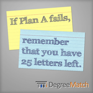 If plan A fails, remember that you have 25 letters left.”