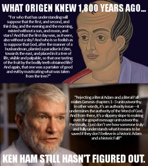 meme about Origen and Ken Ham