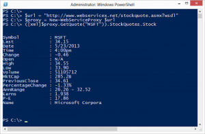 PowerShell interacts with Stock Quote Web Service