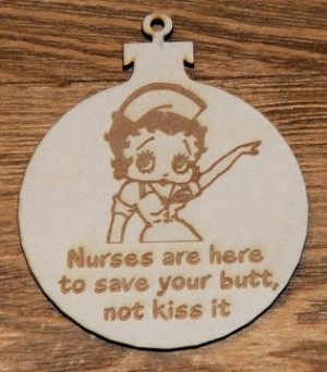 Gift tag ornament Betty Boop nurse nursing funny 3 x 3.5 inches