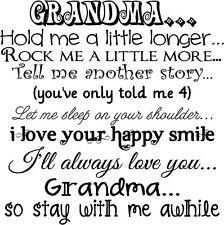 Grandma stay with me awhile vinyl wall decal saying gift idea mothers ...