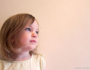 Two-year-old Lily, photographed by six-year-old Emma