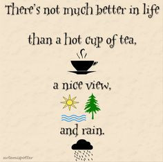 ... In Life Than A Hot Cup Of Tea A Nice View And Rain - Coffee Quote