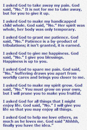 Asked God... Poem