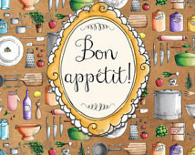 Kitchen art print - chef gift - bon appetit - kitchen cooking quote ...