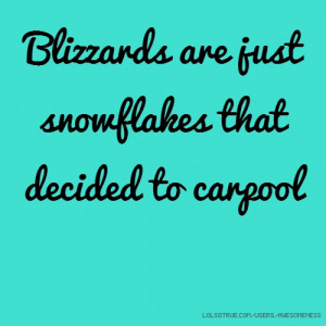 Blizzards are just snowflakes that decided to carpool