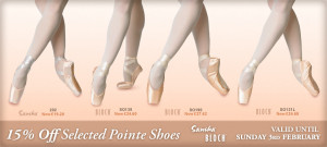 ... 15% off the following pointes shoes until midnight on Sunday 3rd Feb