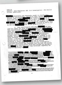 Above, a redacted report from an investigation into Tillman’s death.