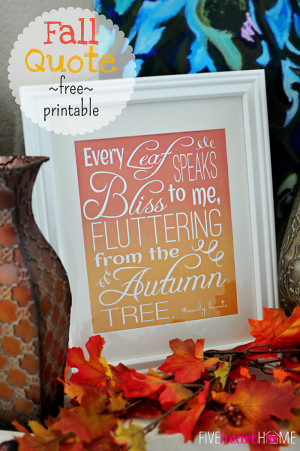 Fluttering Leaves Fall Quote, by Emily Bronte ~ Free Printable | {Five ...