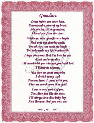 Grandson poem is for the grandson that has always owned your heart ...