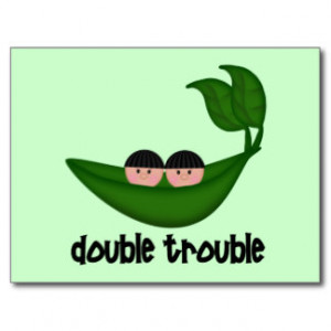 Twin Boys Double Trouble Peapod Post Card