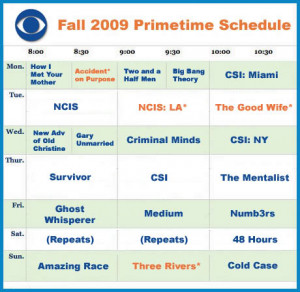 cbs fall 2009 schedule cbs fall 2009 lineup cbs fall 2009 schedule