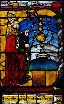 Stained glass window depicting the Genesis creation myth