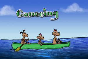 Funny Canoeing By Dog Family