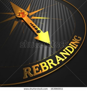 Rebranding - Business Concept. Golden Compass Needle on a Black Field ...