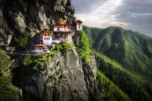 high up in the Himalayan Mountains sits the Tigers Nest Monastery ...