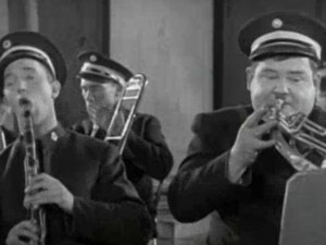 You're Darn Tootin' - Stan Laurel and Oliver Hardy playing in the band