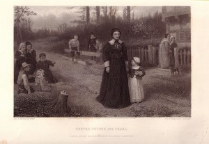 Steel engraving from the Art Journal 1877. Hester Prynne and Pearl ...