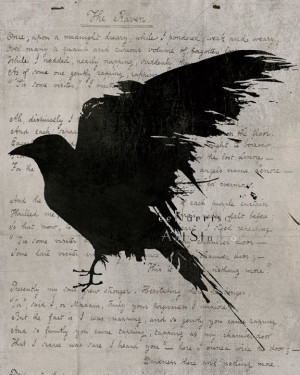 The raven Poem - Nevermore - Gothic art print - Edgar Allan Poe ...
