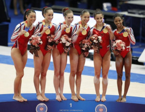 The U.S. women's gymnastics team, from left: alternate Anna Li, Jordyn ...