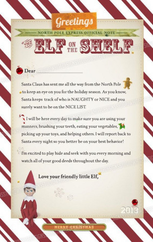 Letter from Elf on the Shelf #Christmas #thanksgiving #Holiday #quote