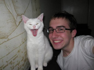 Trying to take a picture with my cat. She always manages to fuck it up ...