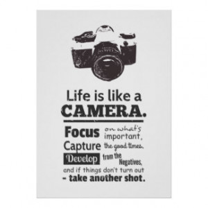 Life is like a camera quote, Black Grunge Poster