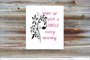 Vine Print Wake up with a smile every morning, Flower Art Print ...