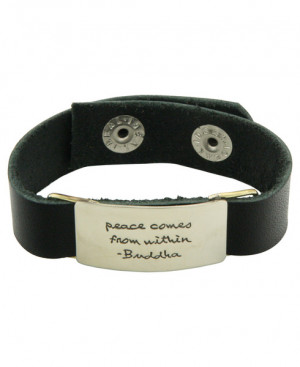 Jewelry Inspirational Jewelry Buddha Quote Leather Bracelet Black