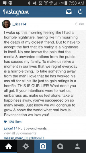Ray Rice's Wife Criticizes NFL, Media In Instagram Post