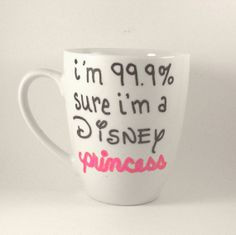 ... PRINCESS Coffee Cup Quote Mugs Hand Painted tea mug pink girl $9.00