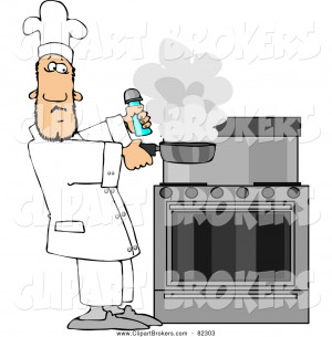 Clip Art Professional Male Chef Carrying Covered Serving Plate
