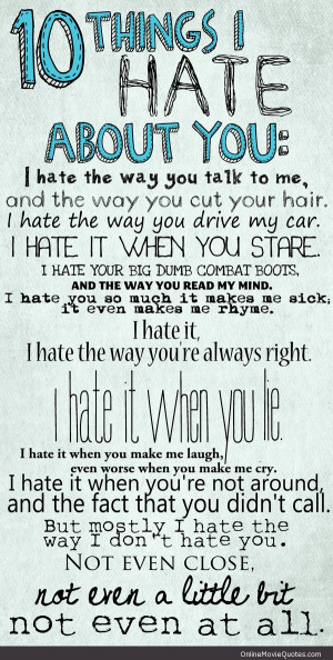Sweet poem from the 1999 coming of age movie 10 Things I Hate About ...