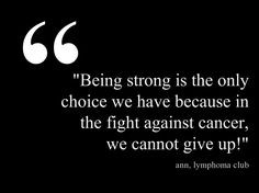 ... have because in the fight against cancer, we cannot give up ~Ann, More
