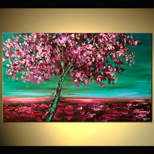 Contemporary Landscape Painting - Under the Cherry Blossom Tree