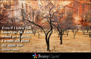 ... go to pieces, I would still plant my apple tree ~ Inspirational Quote