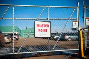 Muster point safety sign