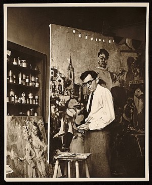 Jack Levine Working On A Painting 195 picture