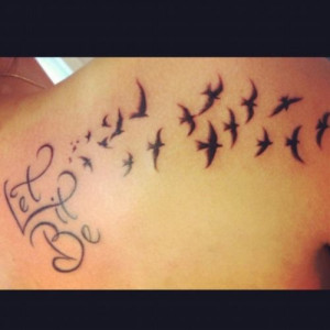 See more Flying birds from quotes tattoo on back