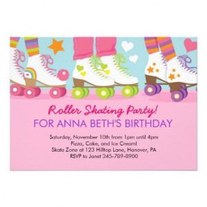 Roller Skating birthday party invitations