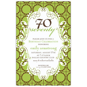 Birthday 70 Lime Chocolate Scalloped Dot Invitations