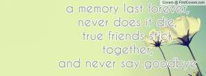 memory last forever,never does it die,true friends stick together ...