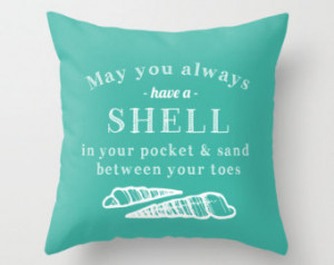 ... Pillow Cover, beach quote pillow, beach decor, turquoise blue pillow