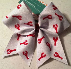 Home All Bows BbA Preppy Patterns Lobsters White Glitter Cheer Bow