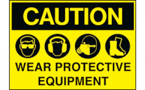Caution - Eye, Ear, Respirator, Foot Protection SKU: PPE-35