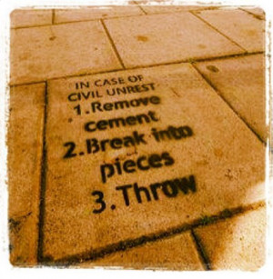 In case of civil unrest : 1. Remove cement. 2. Break into pieces. 3 ...