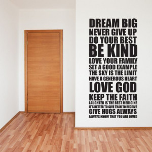 House Rules Wall Stickers Dream Big Wall Sticker Decals quotes £19.95