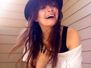 brunette, cute, fashion, funny, girl, hat, laugh, laughing, photo ...